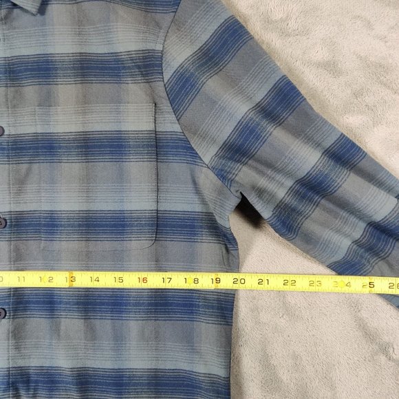 Lululemon Commission Shirt Adult M Blue Gray Button Up Plaid Flannel Casual Men - Picture 5 of 7